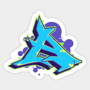 Letter A - Graffiti Street Art Style Blue Sticker